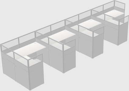 Shared l-shaped cubicle
