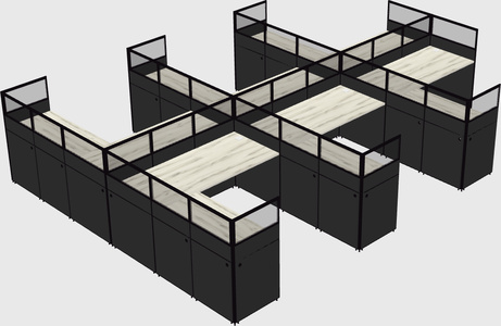 Shared l-shaped cubicle