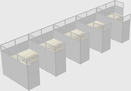 Shared l-shaped cubicle