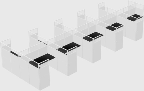 Shared l-shaped cubicle