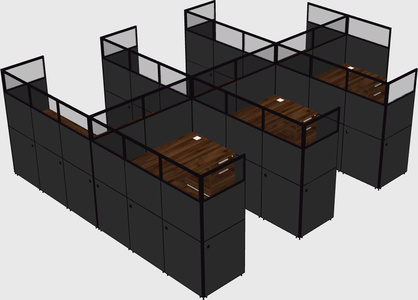 Shared l-shaped cubicle