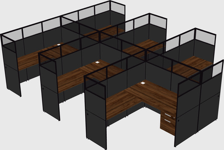 Shared l-shaped cubicle