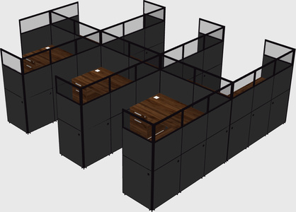 Shared l-shaped cubicle