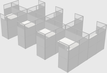 Shared l-shaped cubicle