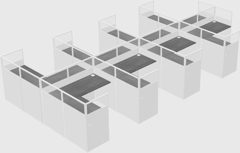 Shared l-shaped cubicle