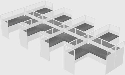 Shared l-shaped cubicle