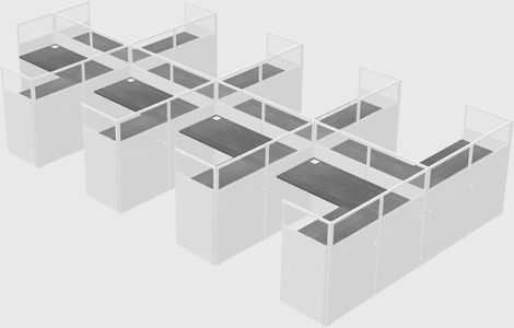Shared l-shaped cubicle