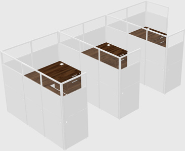 Shared l-shaped cubicle
