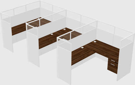 Shared l-shaped cubicle
