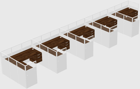 Shared l-shaped cubicle