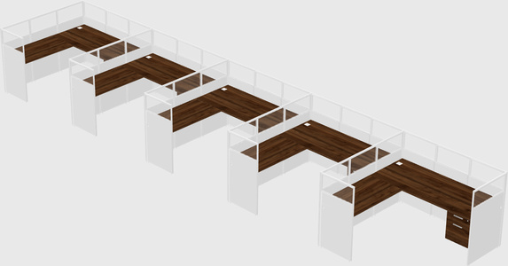Shared l-shaped cubicle