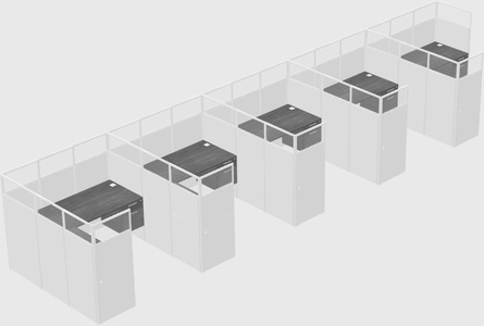 Shared l-shaped cubicle