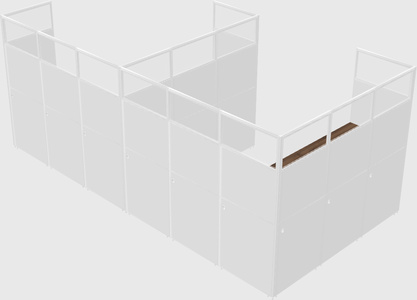 Shared l-shaped cubicle