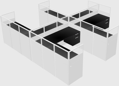 Shared l-shaped cubicle