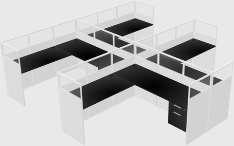 Shared l-shaped cubicle