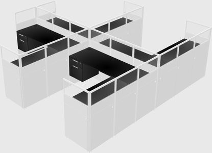 Shared l-shaped cubicle