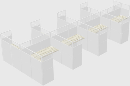 Shared l-shaped cubicle