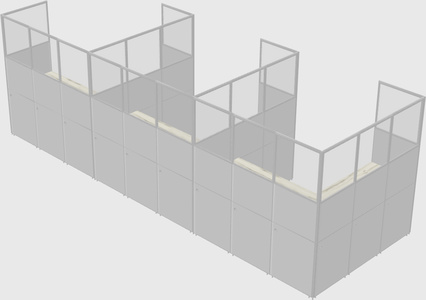 Shared l-shaped cubicle