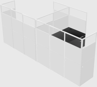 Shared l-shaped cubicle