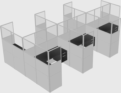 Shared l-shaped cubicle