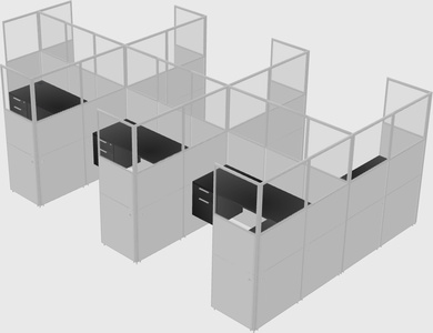 Shared l-shaped cubicle