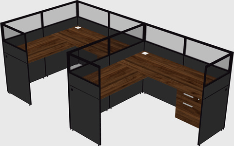 Shared l-shaped cubicle