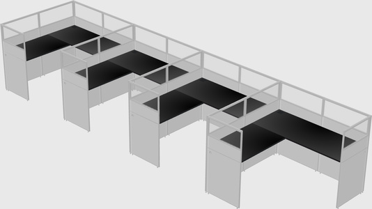 Shared l-shaped cubicle