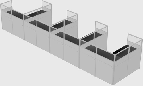 Shared l-shaped cubicle