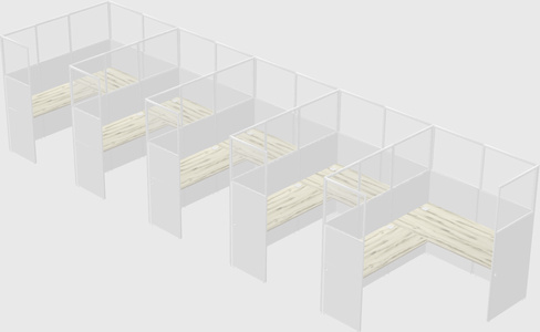 Shared l-shaped cubicle