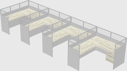 Shared l-shaped cubicle