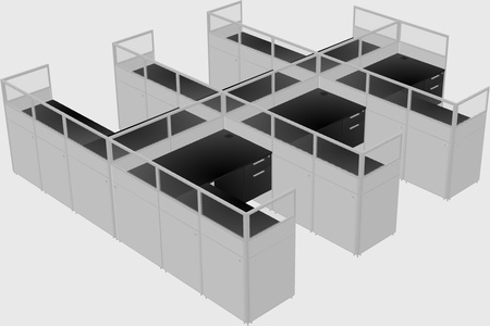 Shared l-shaped cubicle