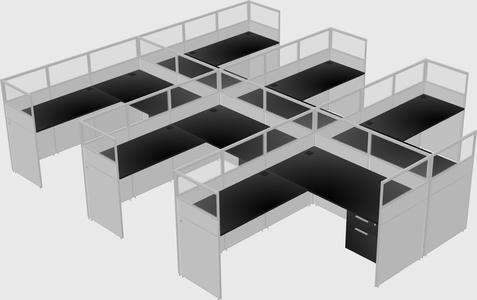 Shared l-shaped cubicle