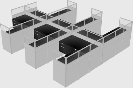 Shared l-shaped cubicle