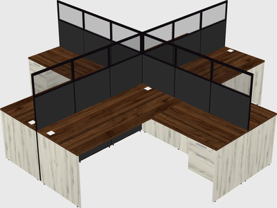 Shared l-shaped cubicles