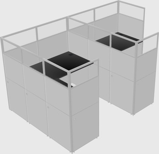 Shared l-shaped cubicle