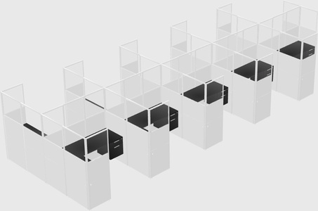 Shared l-shaped cubicle