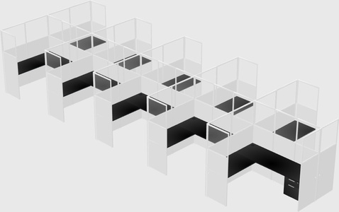 Shared l-shaped cubicle