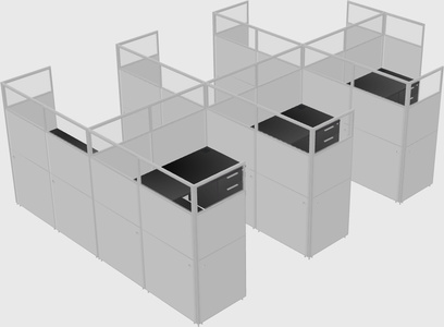 Shared l-shaped cubicle