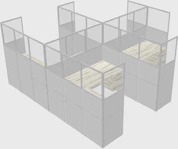 Shared l-shaped cubicle