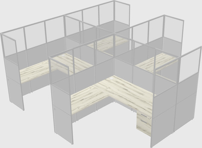 Shared l-shaped cubicle