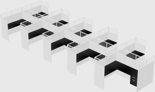 Shared l-shaped cubicle