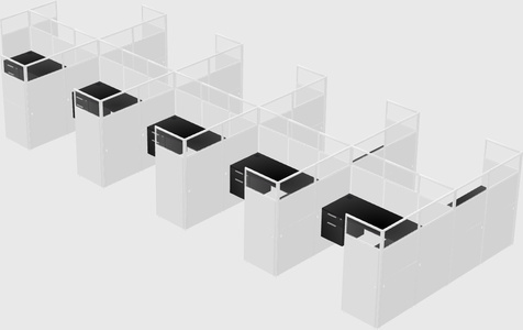 Shared l-shaped cubicle