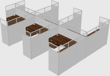 Shared l-shaped cubicle