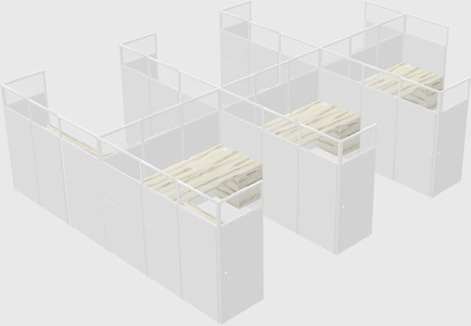 Shared l-shaped cubicle