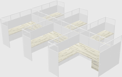 Shared l-shaped cubicle