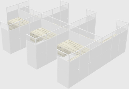 Shared l-shaped cubicle