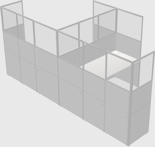 Shared l-shaped cubicle