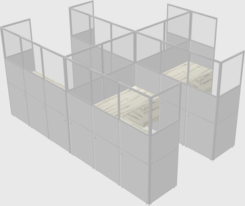 Shared l-shaped cubicle