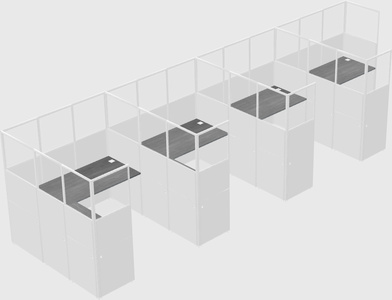 Shared l-shaped cubicle