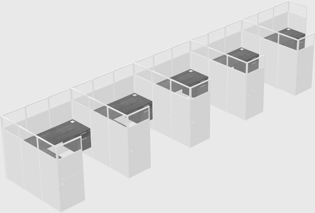 Shared l-shaped cubicle
